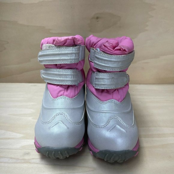 L.L.Bean Girls 251948 Hook And Loop Round Toe Silver Pink Snow Boots Size US 9 - Picture 2 of 8